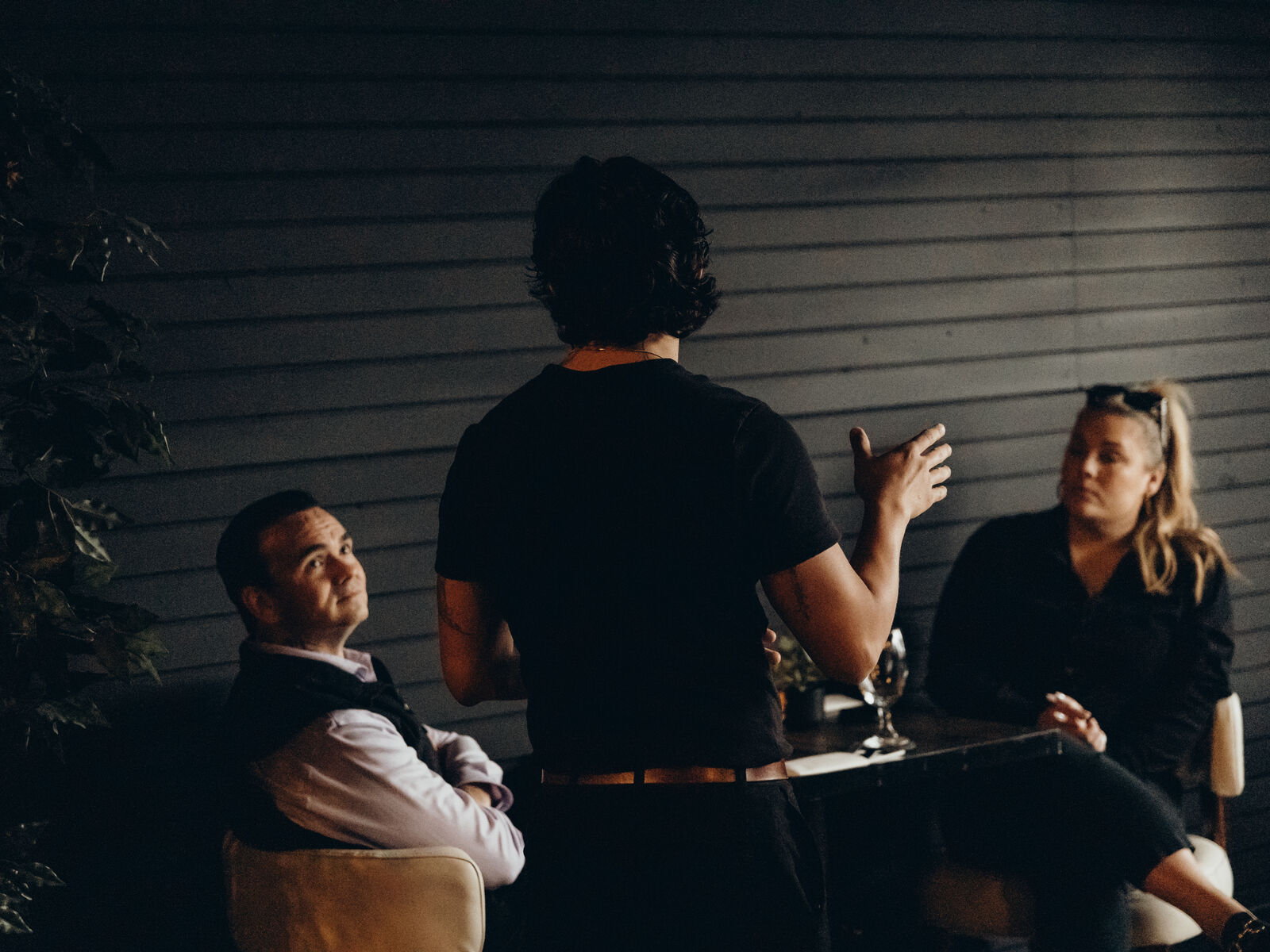 Guests at a table in the evening